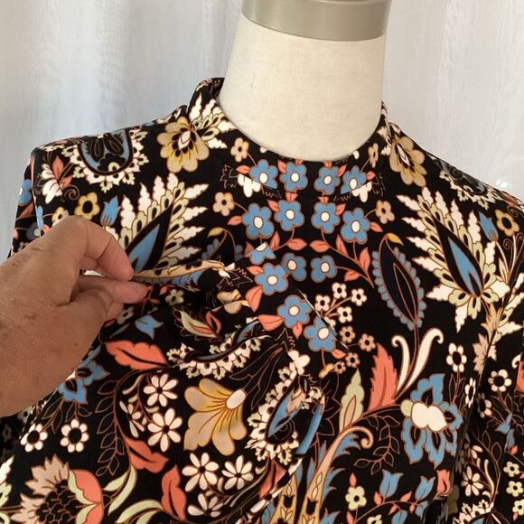 Boden Black Floral Paisley Jersey Knit Dress Women’s 4L Long Sleeve - Picture 5 of 12